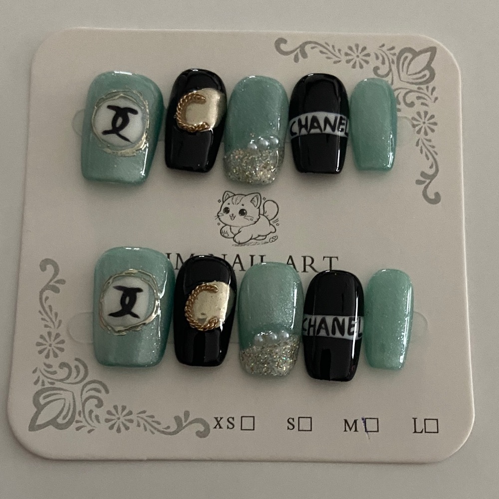 NEW fashion  Nail Art Set in Black and Mint